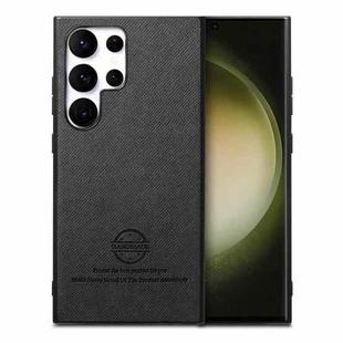 For Samsung Galaxy S23 Ultra 5G Twill Fabric Leather Skin Back Phone Case(Black)