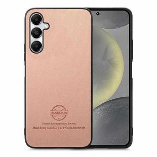 For Samsung Galaxy S24+ 5G Twill Fabric Leather Skin Back Phone Case(Pink)