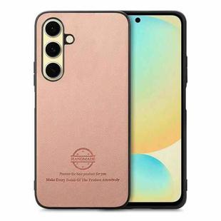 For Samsung Galaxy S24 FE 5G Twill Fabric Leather Skin Back Phone Case(Pink)
