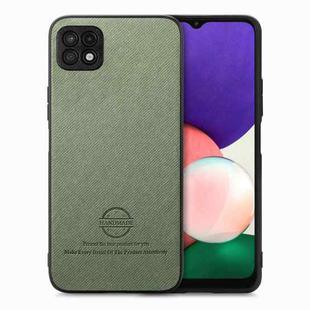 For Samsung Galaxy A22 4G Twill Fabric Leather Skin Back Phone Case(Green)