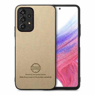For Samsung Galaxy A52 Twill Fabric Leather Skin Back Phone Case(Khaki)