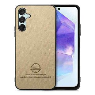 For Samsung Galaxy A55 5G Twill Fabric Leather Skin Back Phone Case(Khaki)