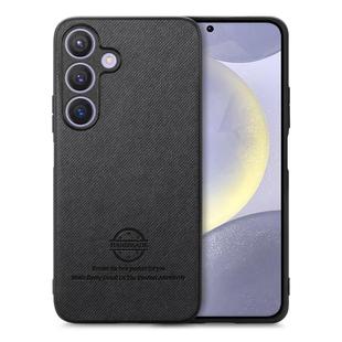 For Samsung Galaxy S25 5G Twill Fabric Leather Skin Back Phone Case(Black)