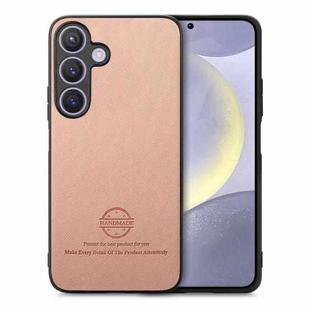 For Samsung Galaxy S25+ 5G Twill Fabric Leather Skin Back Phone Case(Pink)