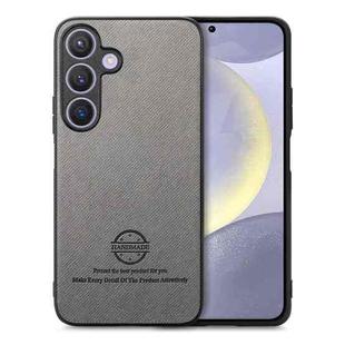 For Samsung Galaxy S25+ 5G Twill Fabric Leather Skin Back Phone Case(Gray)