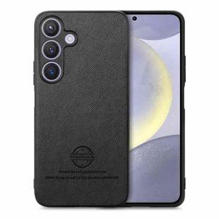 For Samsung Galaxy S25+ 5G Twill Fabric Leather Skin Back Phone Case(Black)