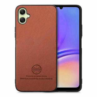 For Samsung Galaxy A06 Twill Fabric Leather Skin Back Phone Case(Brown)