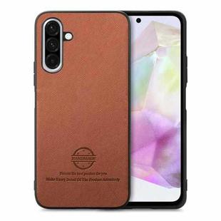 For Samsung Galaxy A26 Twill Fabric Leather Skin Back Phone Case(Brown)