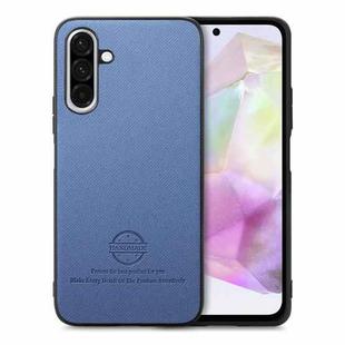For Samsung Galaxy A36 Twill Fabric Leather Skin Back Phone Case(Blue)