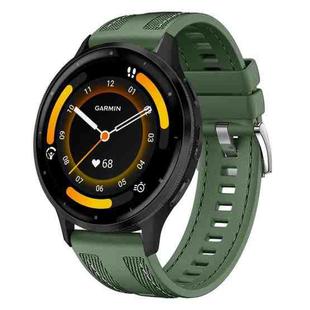 For Garmin Venu 3 Push Connector 22mm Hybrid Nylon Silicone Watch Band(Spruce Green)