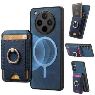 For OPPO Find X8 Retro Splitable Magnetic Stand Card Bag Leather Phone Case(Blue)