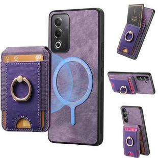 For OPPO Reno10 Pro Global Retro Splitable Magnetic Stand Card Bag Leather Phone Case(Purple)