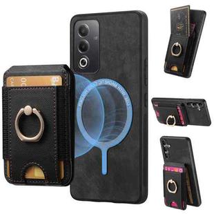 For OPPO Reno10 Pro Global Retro Splitable Magnetic Stand Card Bag Leather Phone Case(Black)