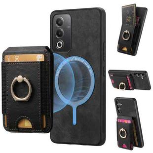 For OPPO Reno12 Global Retro Splitable Magnetic Stand Card Bag Leather Phone Case(Black)