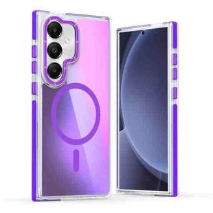 For Samsung Galaxy S25 5G Dual-Color Gradient Discolor MagSafe Phone Case(Purple)