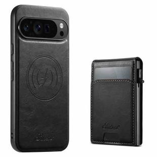 For Google Pixel 10 Pro XL Suteni H19 Oil Wax 2-in-1 MagSafe Removable Card Box Back Phone Case(Black)
