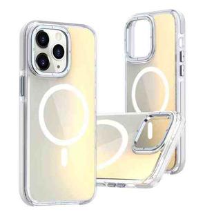For iPhone 11 Pro Max Dual-Color Gradient Discolor MagSafe Phone Case(White)