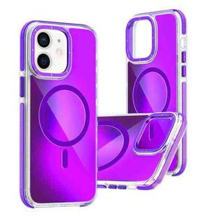 For iPhone 12 Dual-Color Gradient Discolor MagSafe Phone Case(Purple)