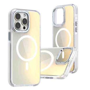 For iPhone 14 Pro Max Dual-Color Gradient Discolor MagSafe Phone Case(White)