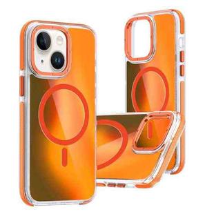 For iPhone 15 Dual-Color Gradient Discolor MagSafe Phone Case(Orange)