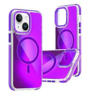 For iPhone 15 Dual-Color Gradient Discolor MagSafe Phone Case(Purple)