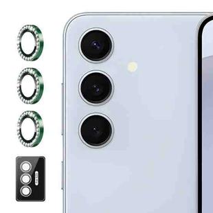 For Samsung Galaxy S25 5G ENKAY AR Anti-reflection Individual Diamond Ring Camera Lens Glass Full Film(Deep Green)