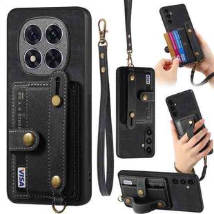 For Xiaomi Redmi Note 14 Pro+ 5G Retro Cross Wristband Wallet Leather Back Phone Case(Black)