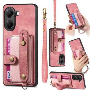 For Redmi Turbo 4 Retro Cross Wristband Wallet Leather Back Phone Case(Pink)
