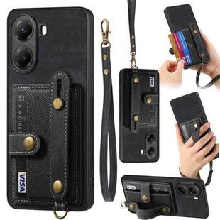 For Redmi Turbo 4 Retro Cross Wristband Wallet Leather Back Phone Case(Black)
