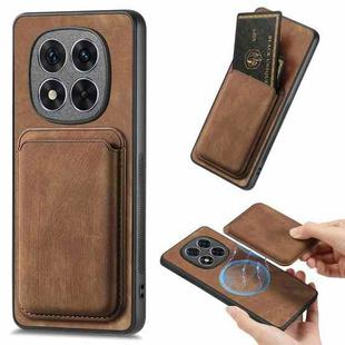 For Xiaomi Redmi Note 14 Pro+ 5G Retro Leather Card Bag Magnetic Phone Case(Brown)