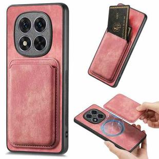 For Xiaomi Redmi Note 14 Pro+ 5G Retro Leather Card Bag Magnetic Phone Case(Pink)
