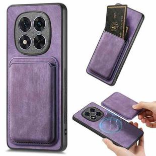 For Xiaomi Redmi Note 14 Pro+ 5G Retro Leather Card Bag Magnetic Phone Case(Purple)