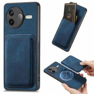 For Redmi K80 Retro Leather Card Bag Magnetic Phone Case(Blue)