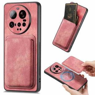 For Xiaomi 15 Ultra Retro Leather Card Bag Magnetic Phone Case(Pink)
