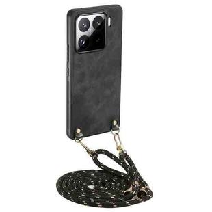 For Xiaomi 15 Vintage Leather PC Back Cover Phone Case with Crossbody Strap(Black)