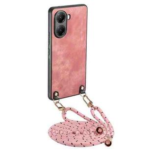 For Redmi Turbo 4 Vintage Leather PC Back Cover Phone Case with Crossbody Strap(Pink)