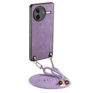 For Redmi K80 Pro / Poco F7 Ultra Vintage Leather PC Back Cover Phone Case with Crossbody Strap(Purple)