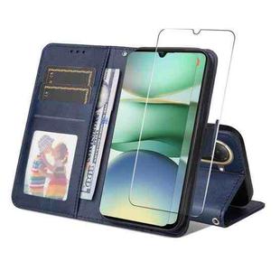 For Redmi A5 171.7mm ENKAY Card Wallet Calf Texture Leather Phone Case with Screen Film(Blue)