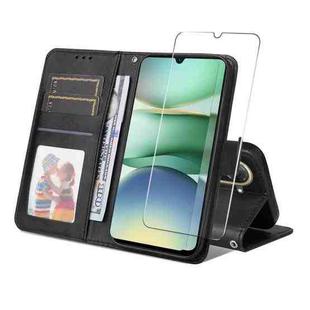 For Redmi A5 173mm ENKAY Card Wallet Calf Texture Leather Phone Case with Screen Film(Black)