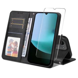 For Redmi 15C 5G /  4G EU 173.1mm ENKAY Card Wallet Calf Texture Leather Phone Case with Screen Film(Black)
