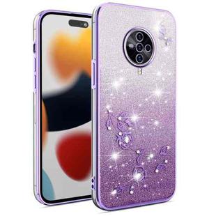 For vivo S6 Gradient Glitter Flower All-inclusive Phone Case(Purple)