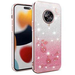 For vivo S6 Gradient Glitter Flower All-inclusive Phone Case(Pink)