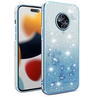 For vivo S6 Gradient Glitter Flower All-inclusive Phone Case(Blue)