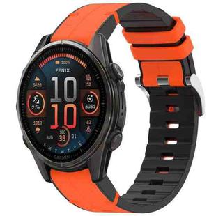 For Garmin Fenix 8 AMOLED 47mm Quick Release Buckle 22mm Silicone Leather Watch Band(Orange)