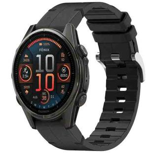 For Garmin Fenix 8 AMOLED 47mm Quick Release Buckle 22mm Silicone Leather Watch Band(Black)