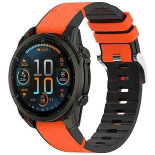 For Garmin Fenix 8 AMOLED 43mm Quick Release Buckle 20mm Silicone Leather Watch Band(Orange)