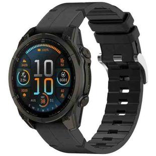 For Garmin Fenix 8 AMOLED 43mm Quick Release Buckle 20mm Silicone Leather Watch Band(Black)