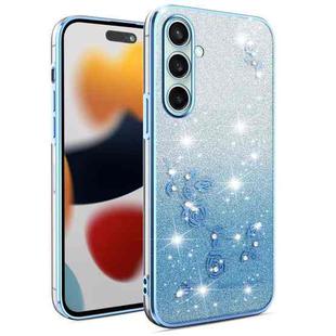 For Samsung Galaxy S24 FE 5G Gradient Glitter Flower All-inclusive Phone Case(Blue)