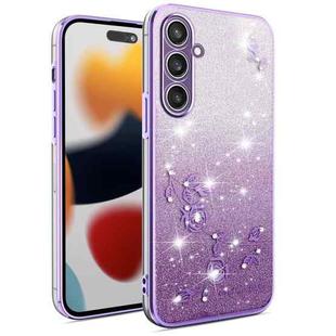 For Samsung Galaxy S23 FE 5G Gradient Glitter Flower All-inclusive Phone Case(Purple)