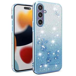 For Samsung Galaxy S23 FE 5G Gradient Glitter Flower All-inclusive Phone Case(Blue)